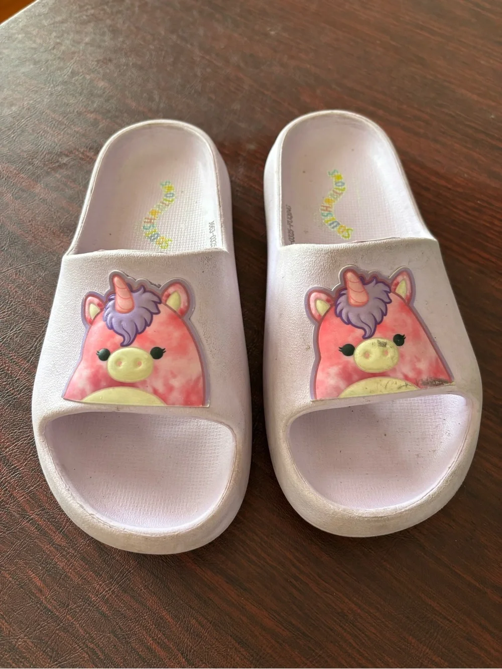 Squishmallows Kids Unicorn Slide Sandals - Lavender & Pink